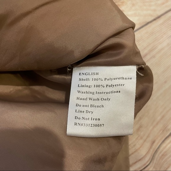 LOVE STUDIO Faux Leather Hoodie Jacket Light Brown - Picture 11 of 12